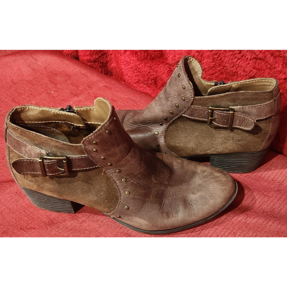 BOC Womens 7.5 Boots Reddish Brown Zipper & Strap Ankle - Picture 6 of 8